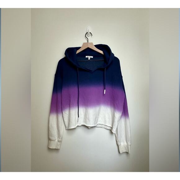 Good American Cropped Purple Ombre Pull Over Hoodie Sunset001 Size 4 Women's XL - Picture 3 of 10